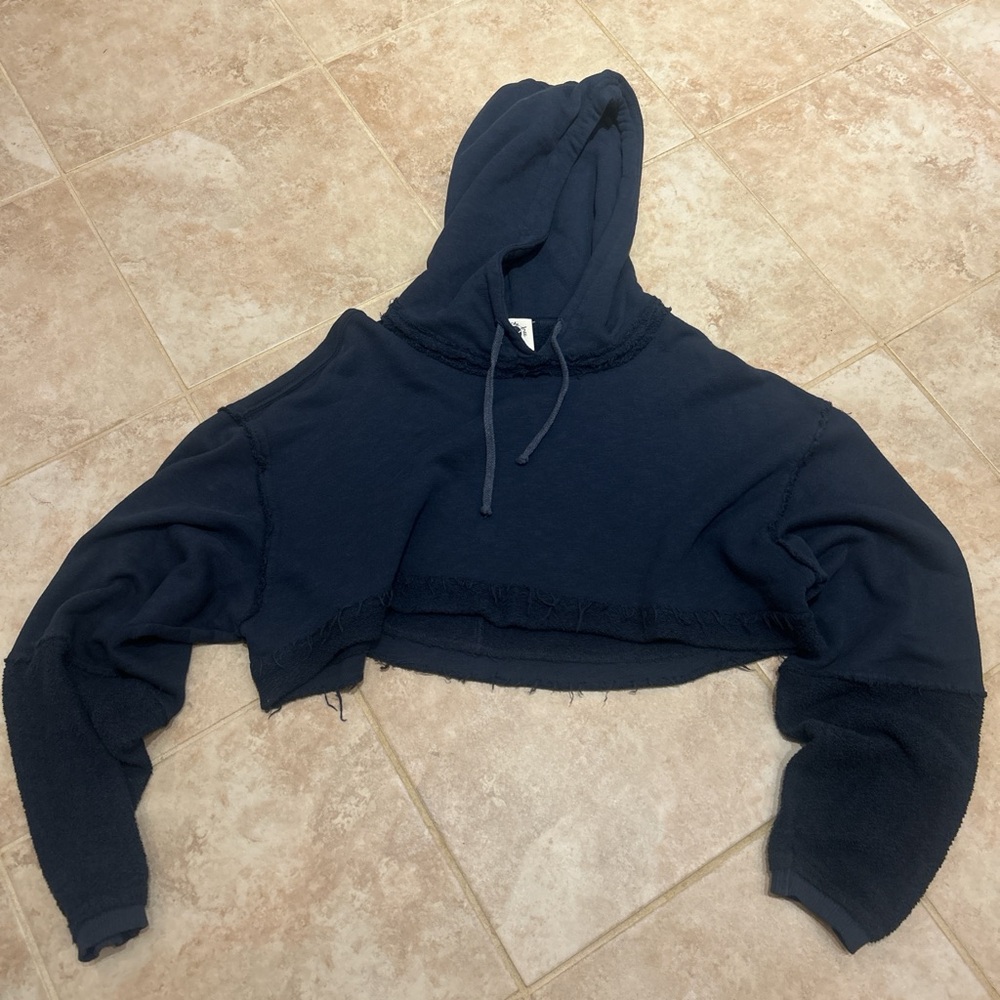 Free people navy Blue Cropped Hoodie